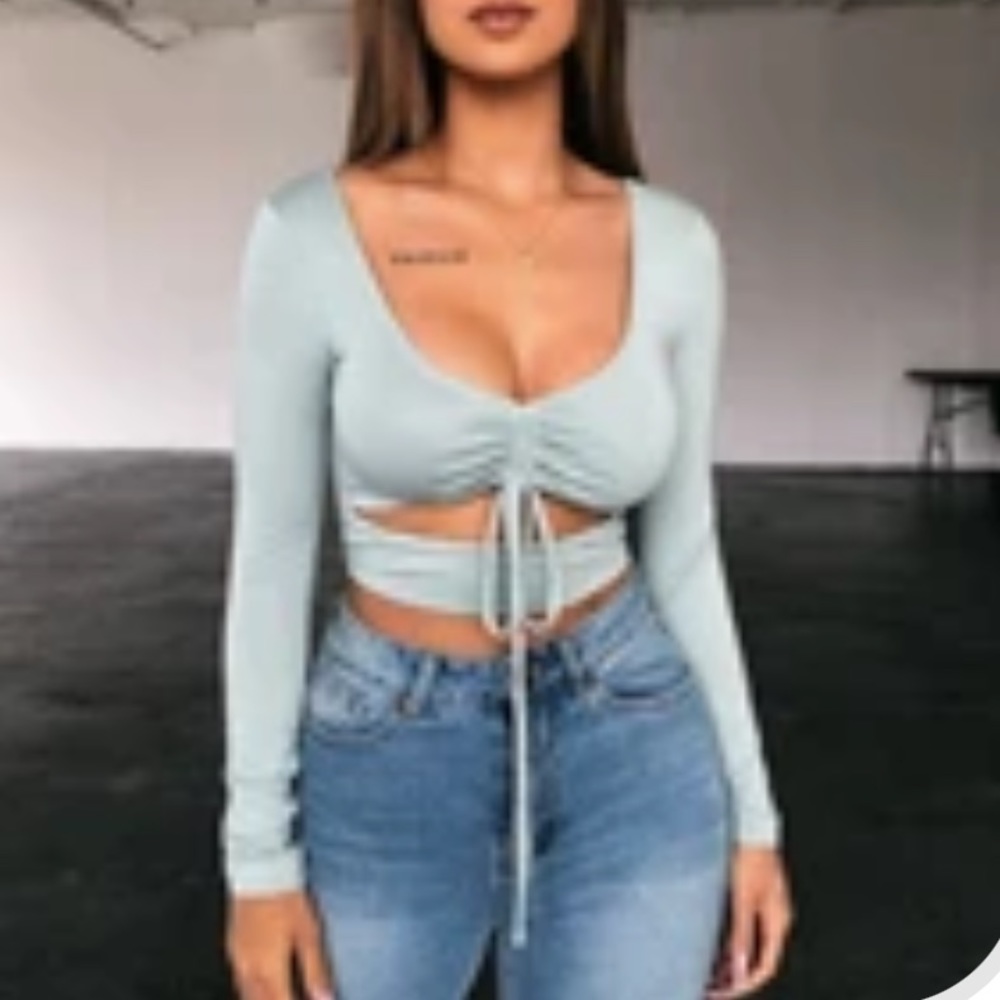 OOTDFash Becca Long Sleeve Top in Mint - Medium